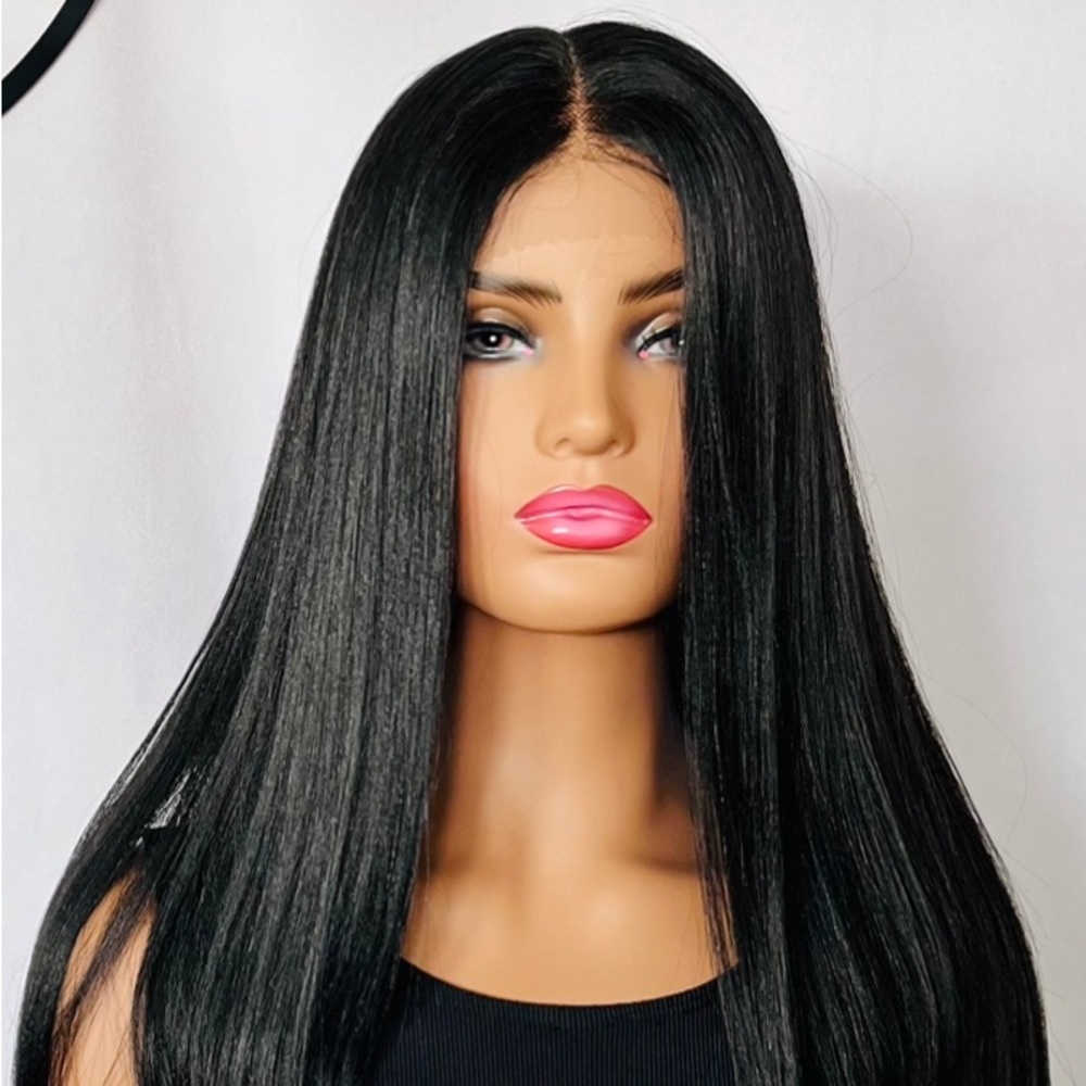 Gorgeous Long Black Straight Premium Fiber Lace Front Wig 🖤 Daily Wear / Events